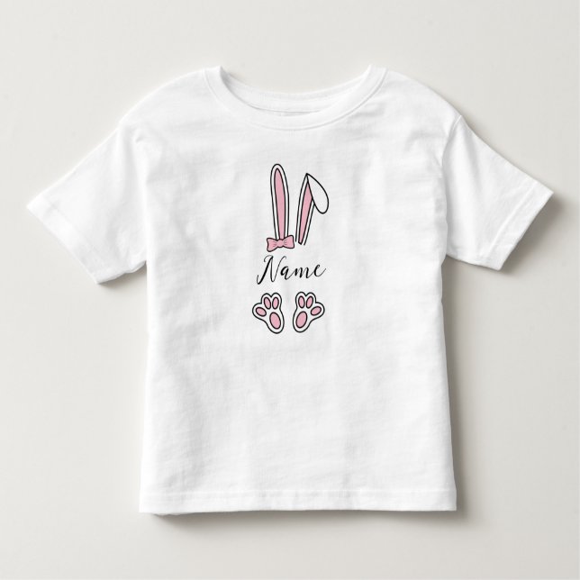 Personalisierter Individuelle Name Bunny Monogram  Kleinkind T-shirt (Vorderseite)