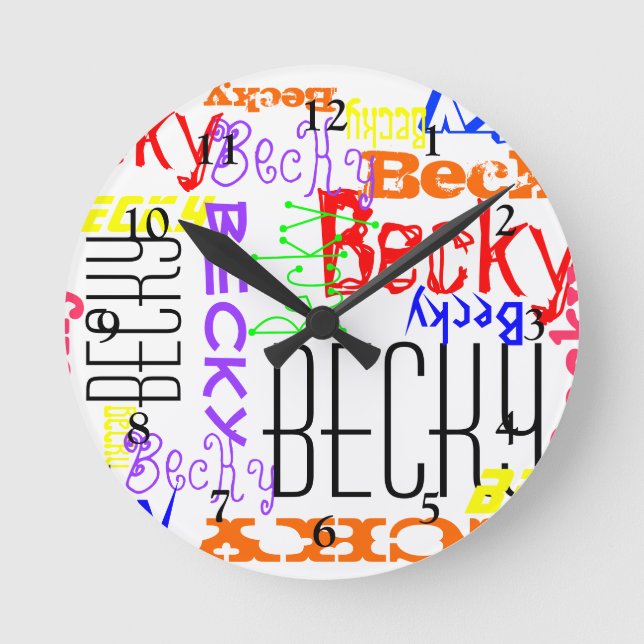 Personalisierter Individuelle Name Collage farbenf Runde Wanduhr (Vorderseite)