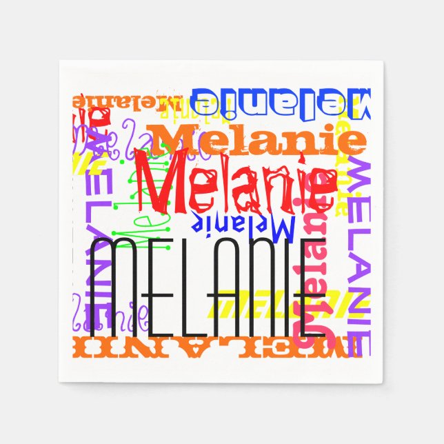 Personalisierter Individuelle Name Collage farbenf Serviette (Vorderseite)
