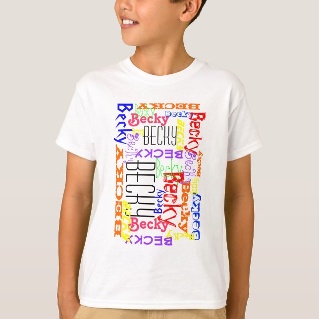 Personalisierter Individuelle Name Collage farbenf T-Shirt (Vorderseite)
