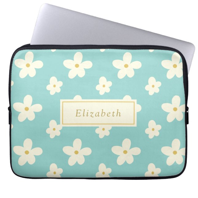 Personalisierter Individuelle Name Daisy Floral Ni Laptopschutzhülle (Vorderseite)