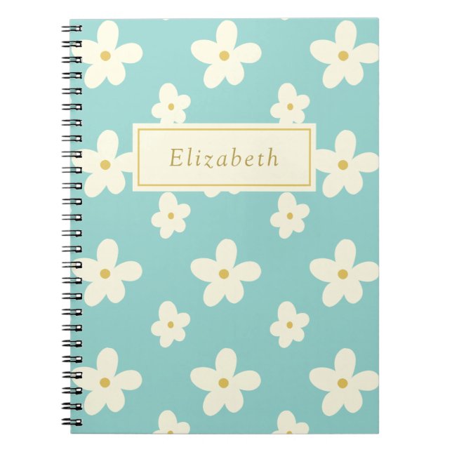 Personalisierter Individuelle Name Daisy Floral Ni Notizblock (Vorderseite)
