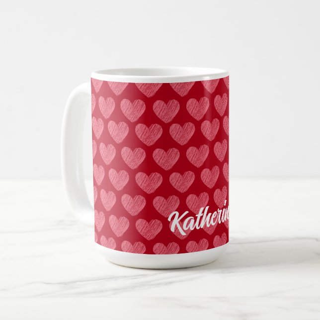 Personalisierter Individuelle Name der Tasse Rot u (Vorderseite Links)