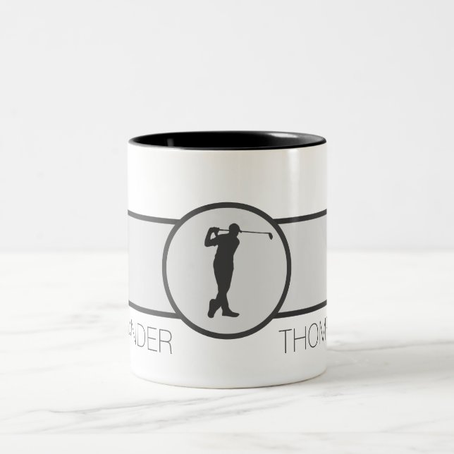Personalisierter Individuelle Name Golfer Zweifarbige Tasse (Mittel)
