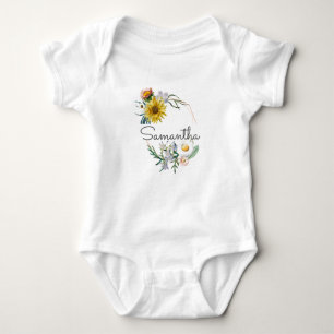 Personalisierter Individuelle Name Monogramm Blume Baby Strampler