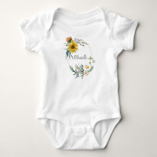 Personalisierter Individuelle Name Monogramm Blume Baby Strampler