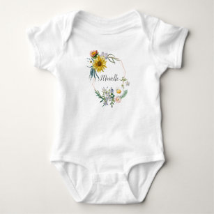 Personalisierter Individuelle Name Monogramm Blume Baby Strampler