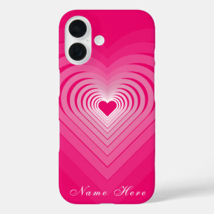 Personalisierter Individuelle Name Pink Heart iPho iPhone 16 Hülle