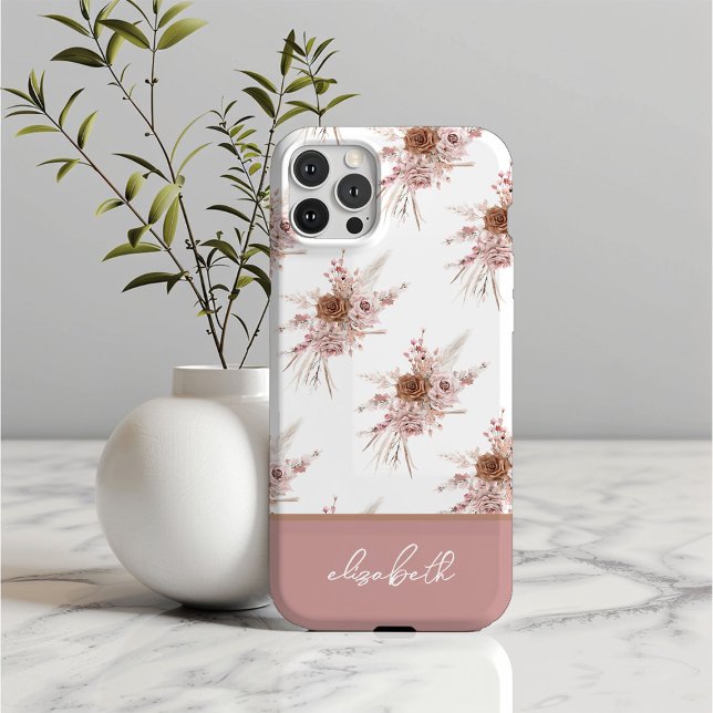 Personalisierter Individuelle Name Rosa Blüte Case-Mate iPhone Hülle (Von Creator hochgeladen)