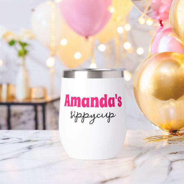 Personalisierter Individuelle Name Sippy Cup Wine  (Junggesellenabschied)