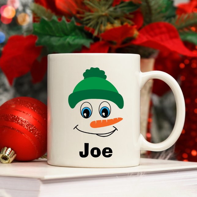 Personalisierter Individuelle Name Snowman Green H Kaffeetasse (Personalized Custom Name Snowman Green Hat Coffee Mug
)