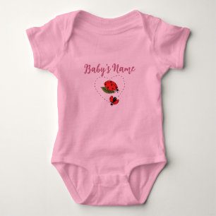 Personalisierter/individueller Name Marienkäfer Ro Baby Strampler