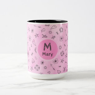 Personalisierter individueller Name und Monogramm Zweifarbige Tasse