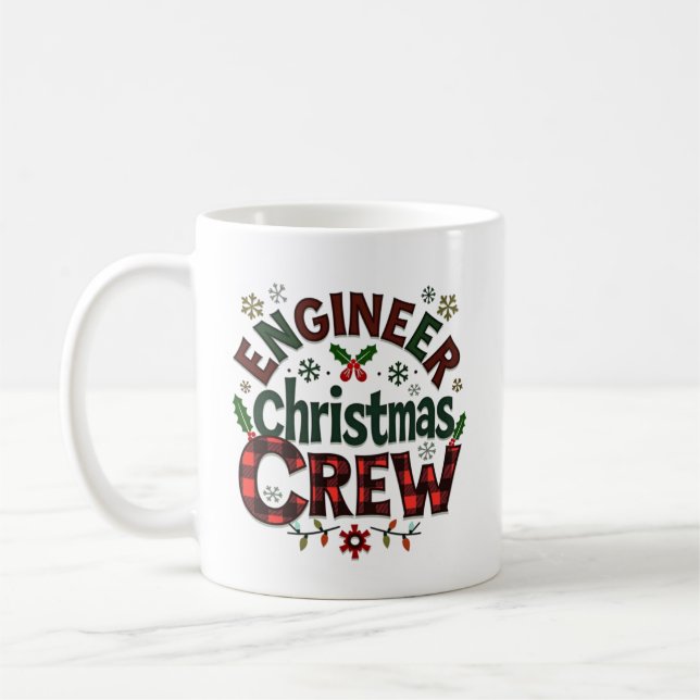 Personalisierter Ingenieur Weihnachts-Crew Kaffeetasse (Links)