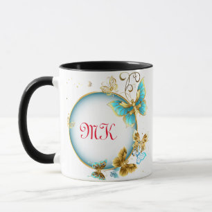 PERSONALISIERTER INITIAL LUXUS-GOLD-RETRO-FARBTOHN TASSE