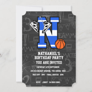 Personalisierter initialer Basketballbuchstabe N Einladung