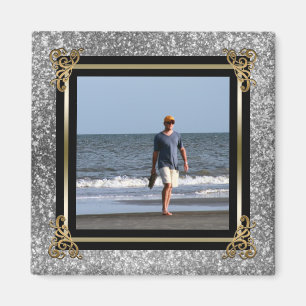 Personalisierter Instagram Foto Gold Silver Glitze Magnet