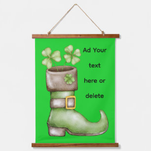 Personalisierter irischer Shamrock Leprechaun Stie Wandteppich Mit Holzrahmen