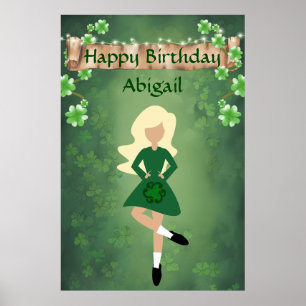 Personalisierter Irish Dance, Blon Hair Happy Birt Poster