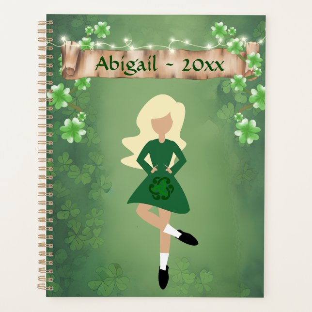Personalisierter Irish Dancer mit Blond Hair Dance Planer (Vorderseite)