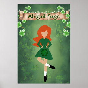 Personalisierter Irish Dancer mit Red Hair Dance Poster