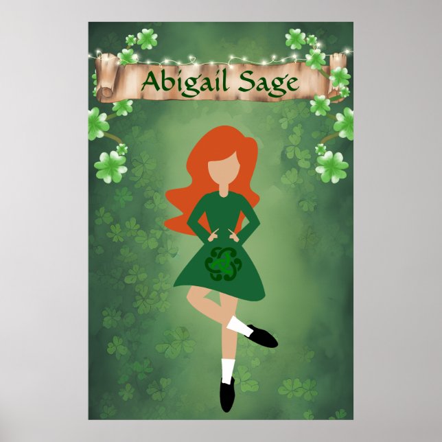 Personalisierter Irish Dancer mit Red Hair Dance Poster (Vorne)