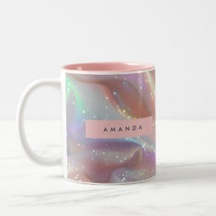 Personalisierter Irisierender Pastell Glitzer Sati Zweifarbige Tasse