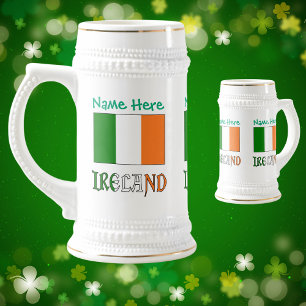 Personalisierter Irland-Flagge-Erbe Bierglas