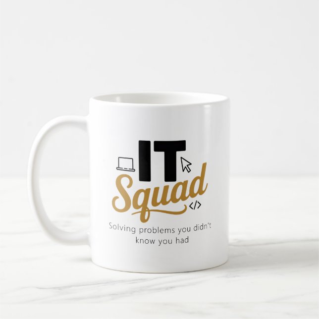 Personalisierter IT-Squad-Kaffeebecher Kaffeetasse (Links)