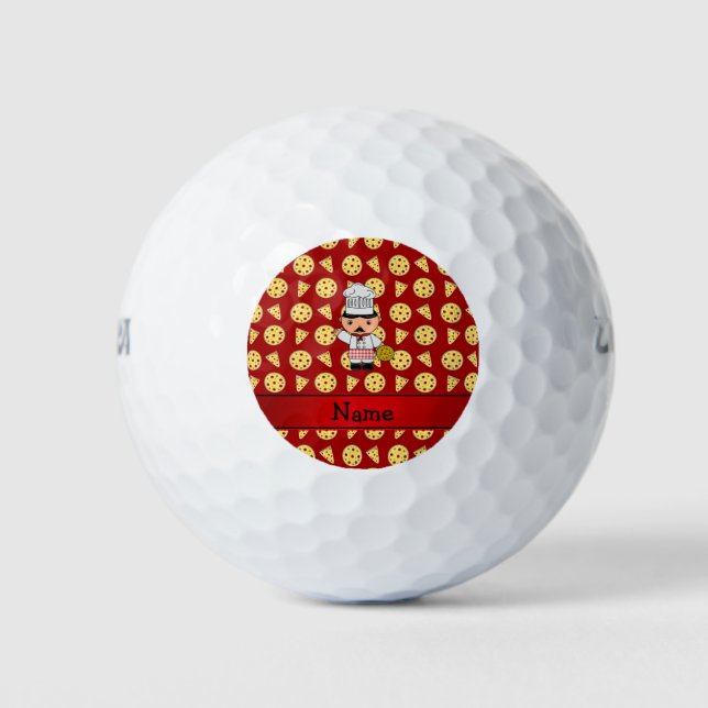 Personalisierter italienischer Koch rotes Pizzapsm Golfball (Vorderseite)