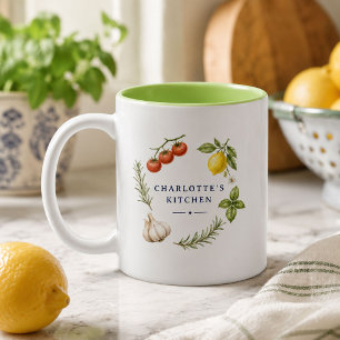 Personalisierter italienischer Küchen-Kräutergarte Zweifarbige Tasse
