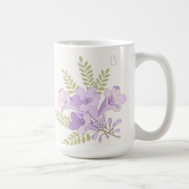 Personalisierter Jacaranda-Blüten-Anfangsbuchstabe Kaffeetasse