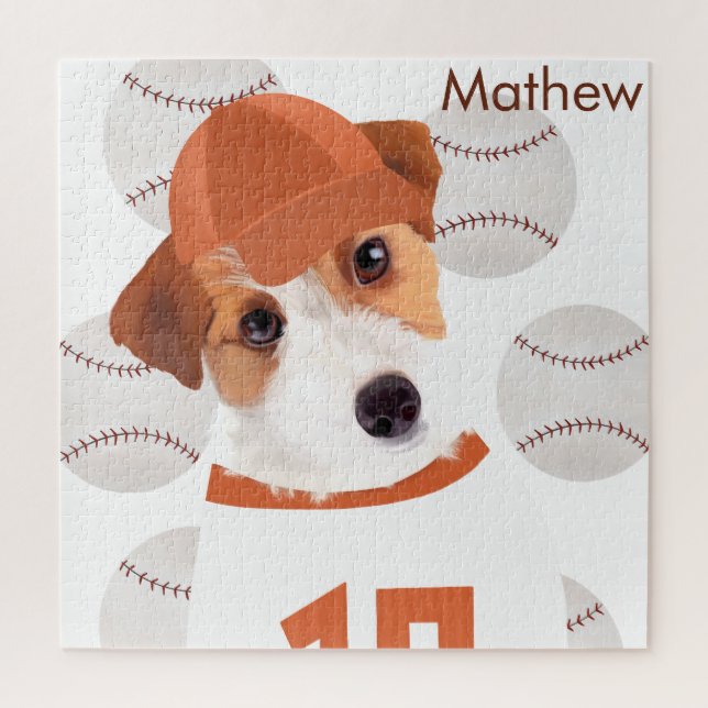 Personalisierter Jack Russell Dog Baseball Jersey Puzzle (Vertikal)
