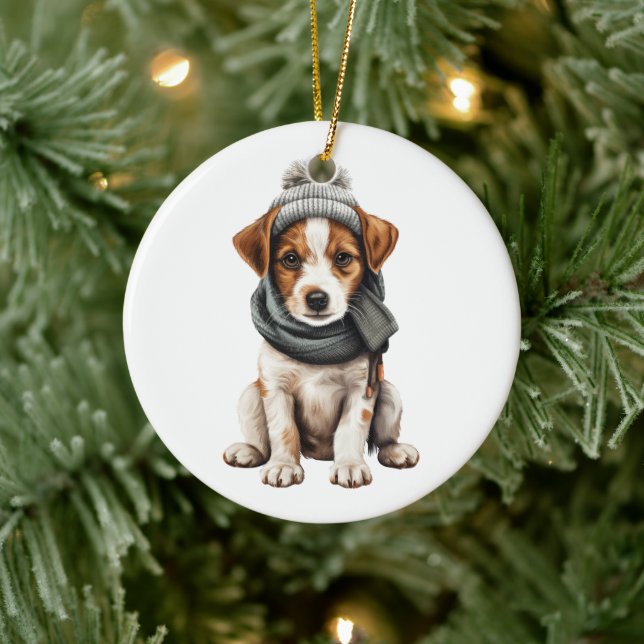 Personalisierter Jack Russell Terrier Dog Keramik Ornament (Baum)