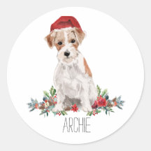 Personalisierter Jack Russell Weihnachtsaufkleber