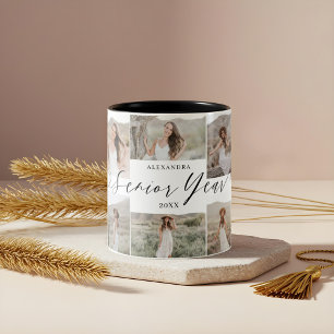 Personalisierter Jahresfoto-Collage Zweifarbige Tasse