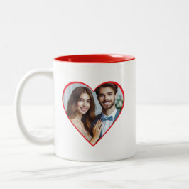 Personalisierter Jahrestag Custom Foto Heart Red Zweifarbige Tasse