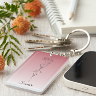 Personalisierter Januar Geburtsstunde Blume Carnat Schlüsselanhänger