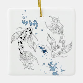 Personalisierter japanischer Koi Fisch Schwimmen W Keramikornament
