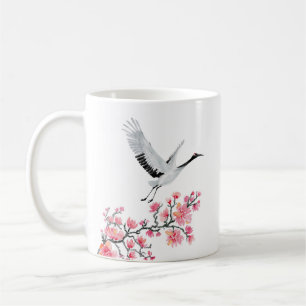 Personalisierter japanischer Kranich und Kirschblo Kaffeetasse