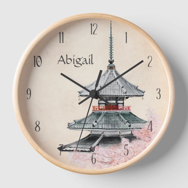 Personalisierter japanischer Tempel Cherry blüht J Uhr (Vorderseite)