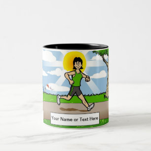 Personalisierter Jogger, Runner - Cartoon von Frau Zweifarbige Tasse