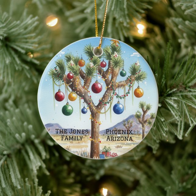 Personalisierter Joshua-Baum zu Weihnachten Keramik Ornament (Baum)