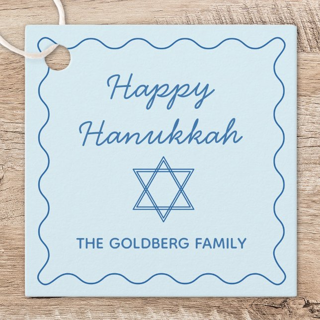 Personalisierter jüdischer Star Blue Happy Hanukka Geschenkanhänger (Von Creator hochgeladen)
