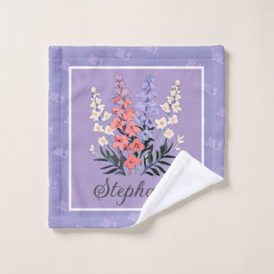 Personalisierter Juli Geburtstag Blume Individuell Waschlappen