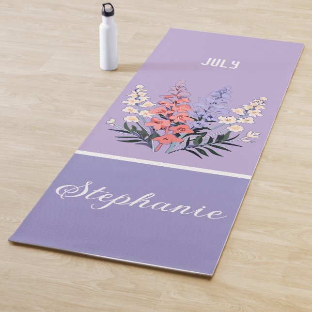 Personalisierter Juli Geburtstag Blume Individuell Yogamatte (Beispiel)