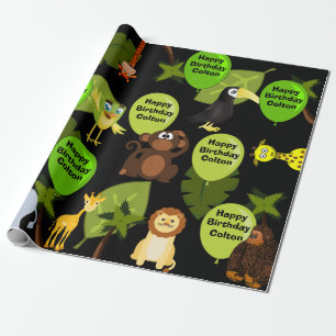 Personalisierter Jungle Geburtstag Geschenkpapier