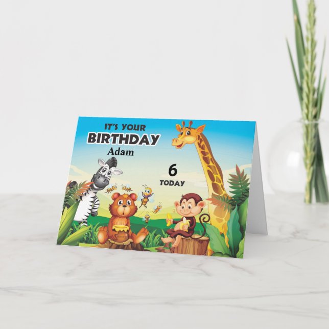 Personalisierter Jungle-Safari-Kindertag Karte (Vorderseite)