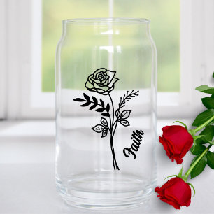 Personalisierter Juni Geburtmonatsjahrs-Blume Rose Dosenglas