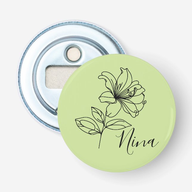 Personalisierter Juni Honeysuckle Birth Blume Gesc Flaschenöffner (Vorderseite)